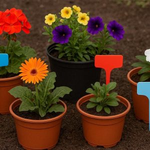 Waterproof Plastic Plant Labels T Shape Garden Markers Reusable Nursery Tags For Indoor Outdoor Potted Flowers