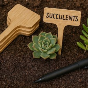 Natural Bamboo Plant Labels Eco Friendly Garden Markers Wooden Sign Tags With Marker Pen For Succulents